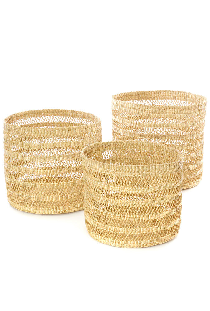Raven Lace Weave Baskets-Tan Large