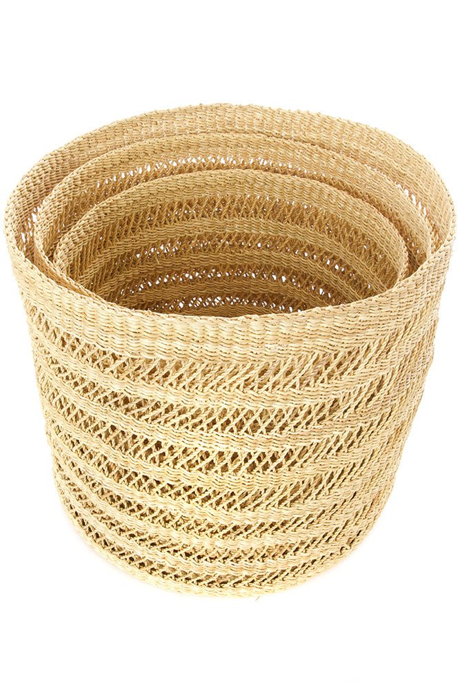 Raven Lace Weave Baskets-Tan Large