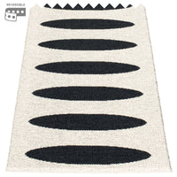 Pappelina Ella Black and Vanilla Reversible Rug 2.25 x 5'