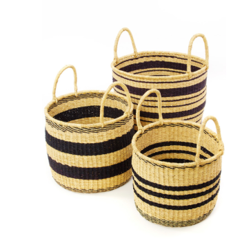 Basket Striped Hamper Medium