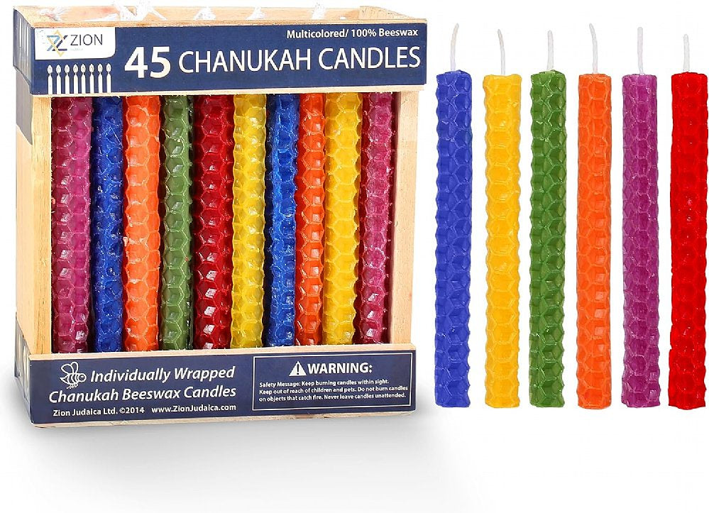 Multi Coloured Bees Wax Honey Comb Chanukah Candles