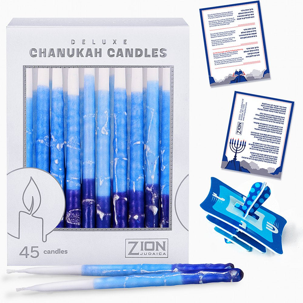 Delux Blue Elegance Chanukah Box of 45 Candles